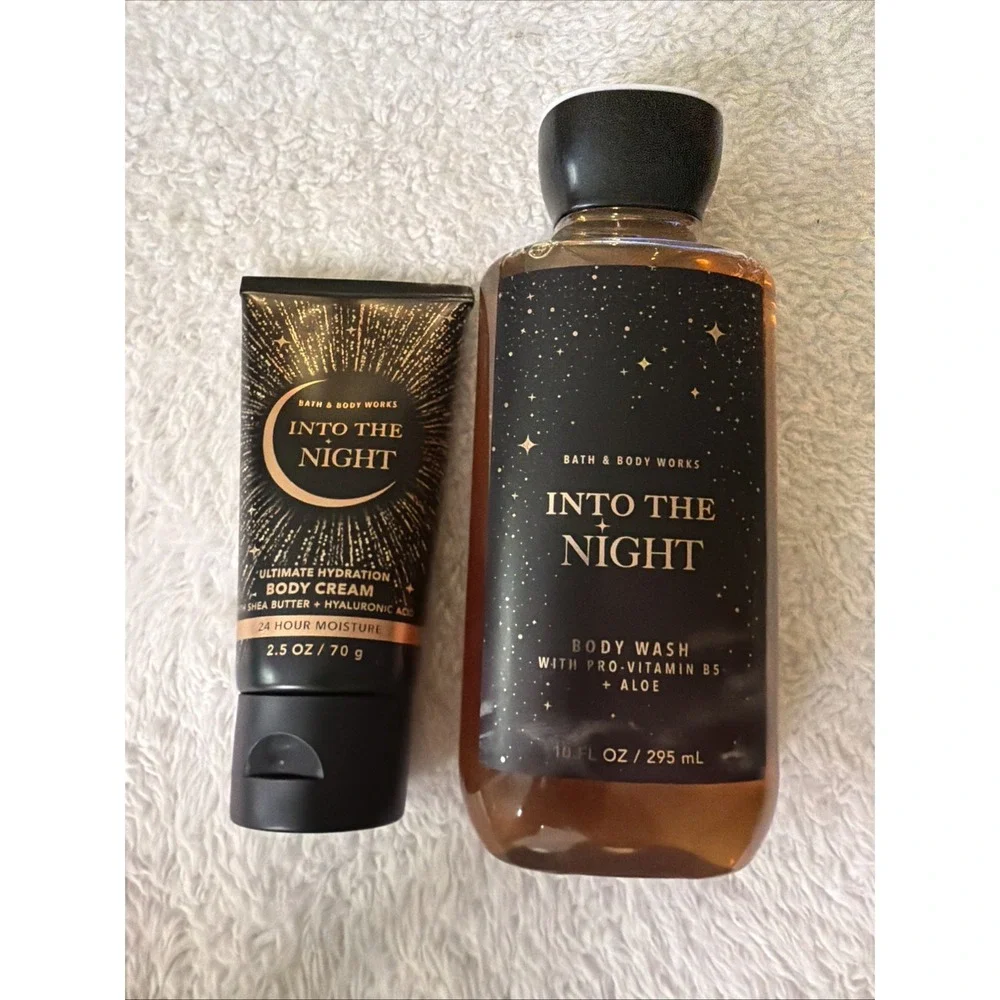 Bath & Body Works INTO THE NIGHT Body Wash 10 Fl Body Cream 2.5 Oz Set of 2 NEW